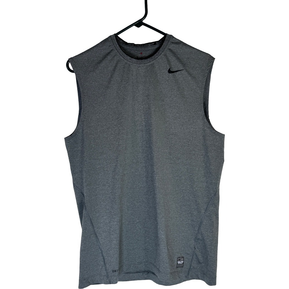 Nike Pro Combat Tank Top Men Size L Gray Dri-Fit Fitted Sleeveless 289808-021